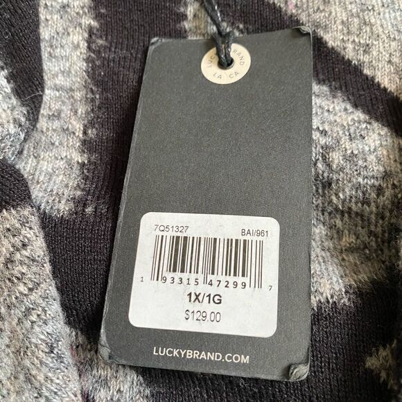 Lucky Brand Open Front Cardigan New Abstract Geometric Womens Size 1X - Picture 6 of 9